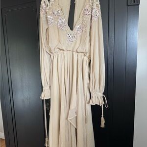 Elegant Cream Embroidered Dress